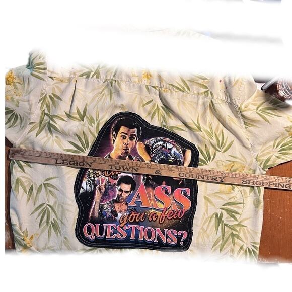 Ace Ventura up cycle button shirt silk hand painted one of a kind - Picture 2 of 9